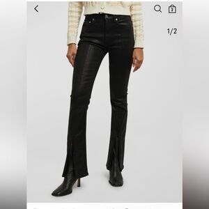 Derek Lam 10 Crosby Lucia High-Rise Split Kick Flare Jeans Black Coated 26